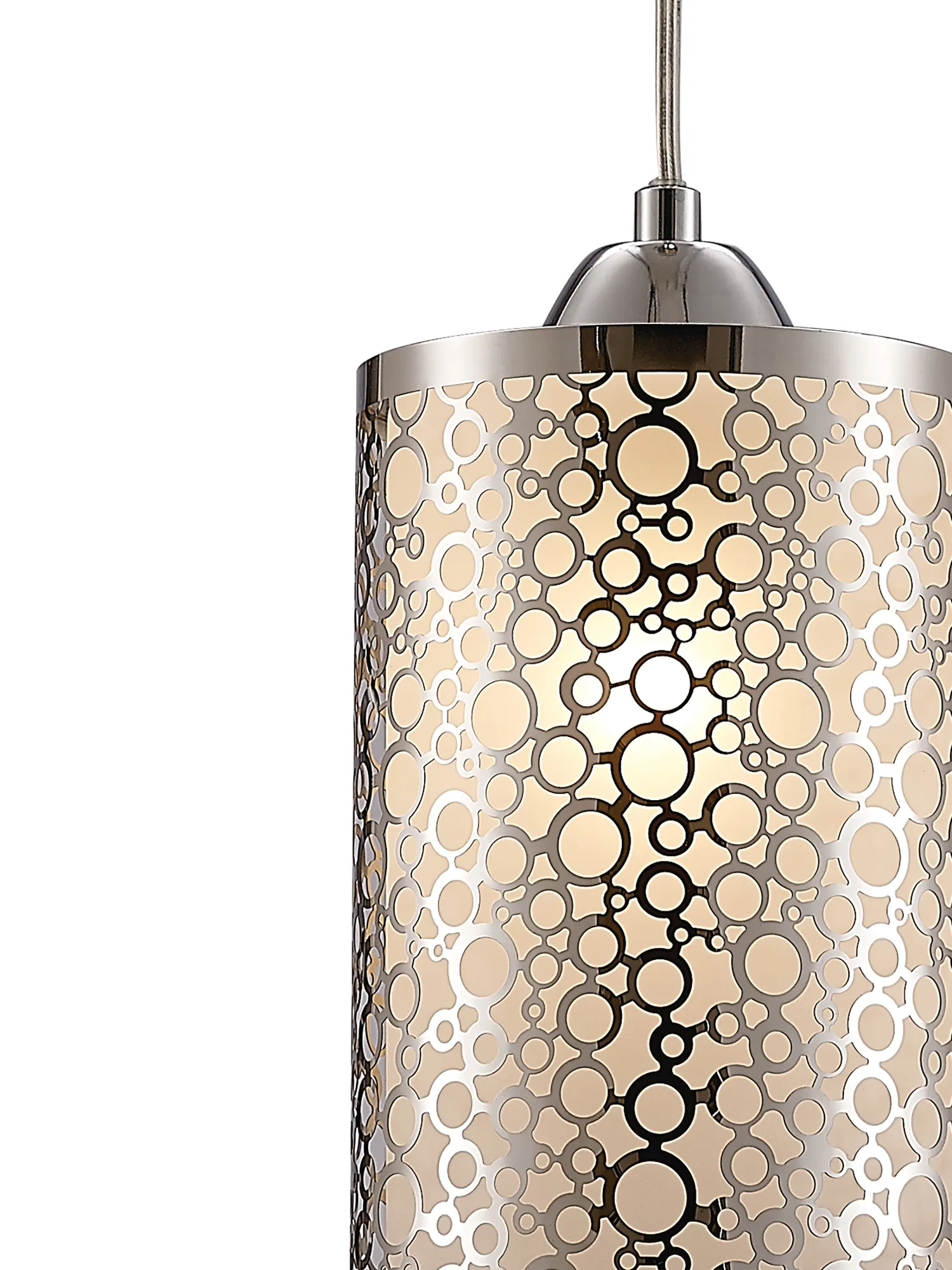 Charon Circle Pattern Glass Pendant 1 Light Polished Chrome D0133  Deco Charon